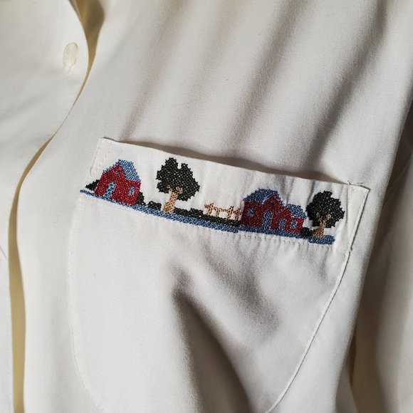 Vintage Alfred Dunner Button Down with Embroidered Collar, 12 - Picture 2 of 7